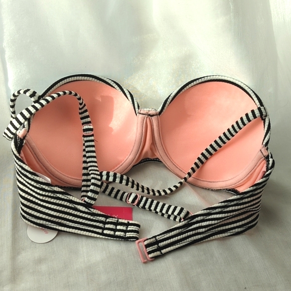Retro Black and White Striped Swimsuit Top Bra NWT - Picture 5 of 6